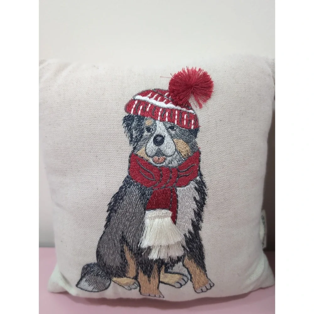 Cozy Shop Pair Of Embroidered Holiday Dog Pillows Each 9 x 10
